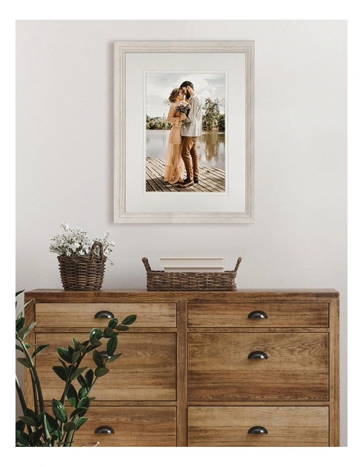 Oberon Distressed Timber Photo Frame 12x16/8x12 in White image 2