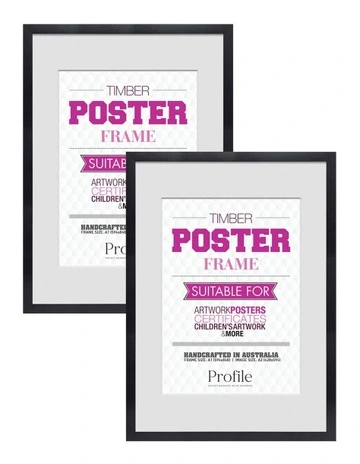 Australian Made Timber Poster Frame 2 Pack in Black