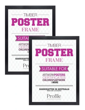Australian Made Timber Poster Frame 2Pack in Black