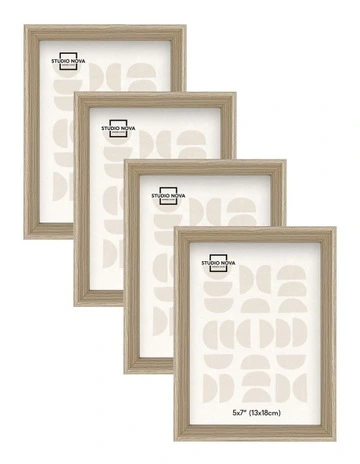 Bronte Bevel Box Photo Frame 5x7in Set of 4 in Natural Oak