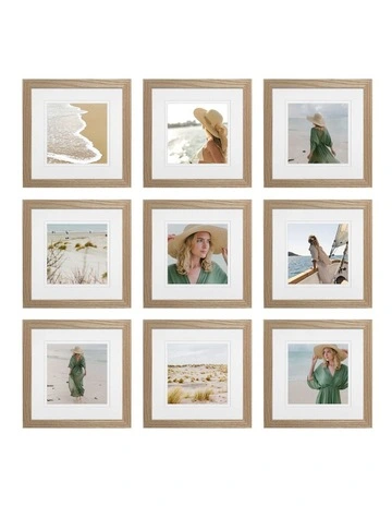 Australian Made Gallery Wall Set G (9 Frames) in Natural Oak