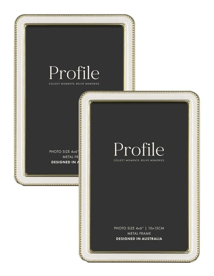 Heirloom Beaded Metal Photo Frame 4x6 2 Pack in White image 1