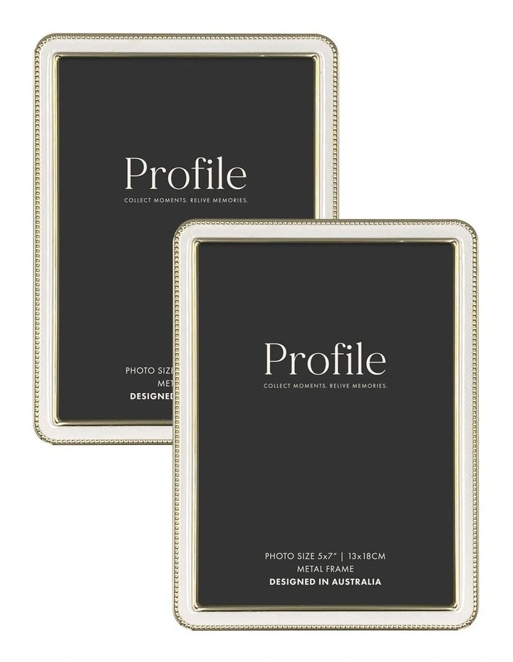 Heirloom Beaded Metal Photo Frame 5x7 Inch 2 Pack in White image 1