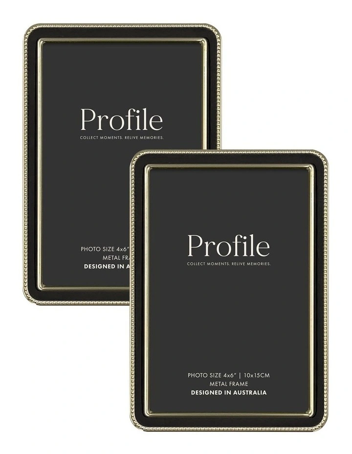 Heirloom Beaded Metal Photo Frame 4x6 Inch 2 Pack in Black image 1