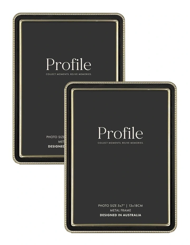 Heirloom Beaded Metal Photo Frame 5x7 (2 Pack) in Black/Gold image 1