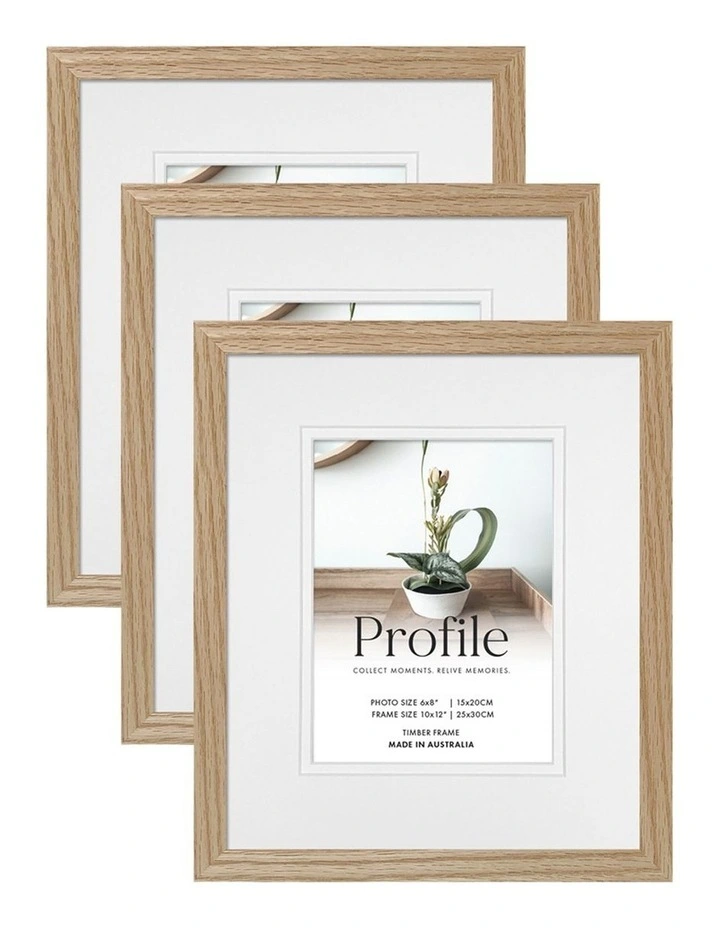 Australian Made Timber Photo Frame 8x10/6x8 3 Pack in Natural Oak image 1