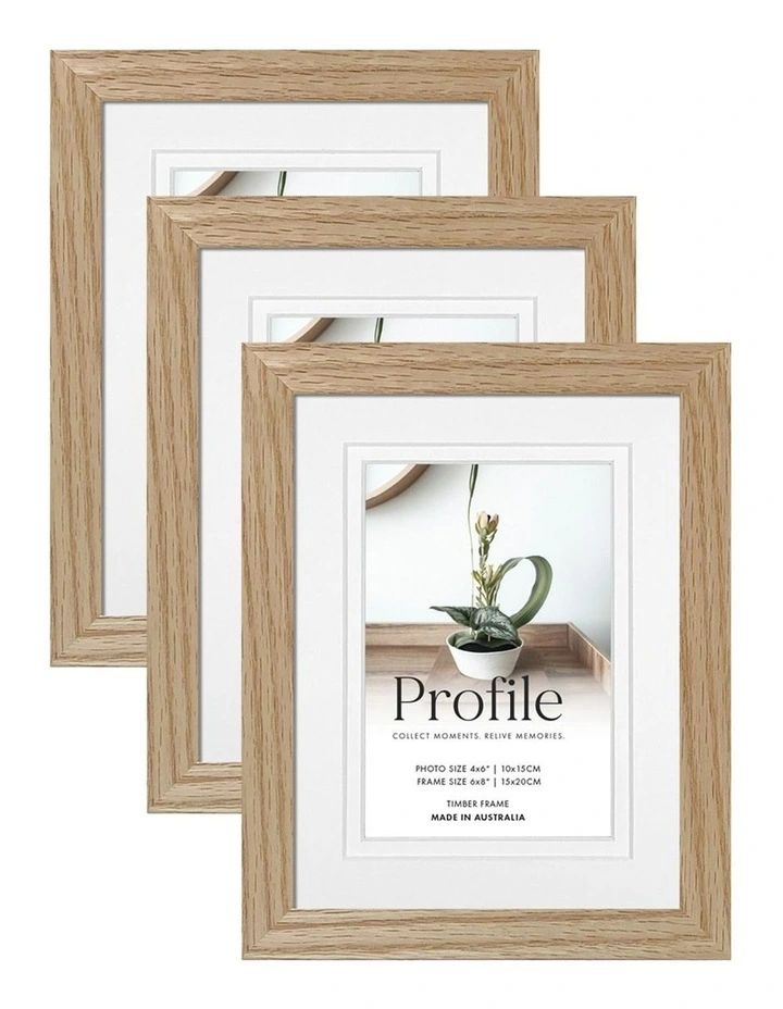 Australian Made Timber Photo Frame 6x8/4x6 3 Pack in Natural Oak image 1
