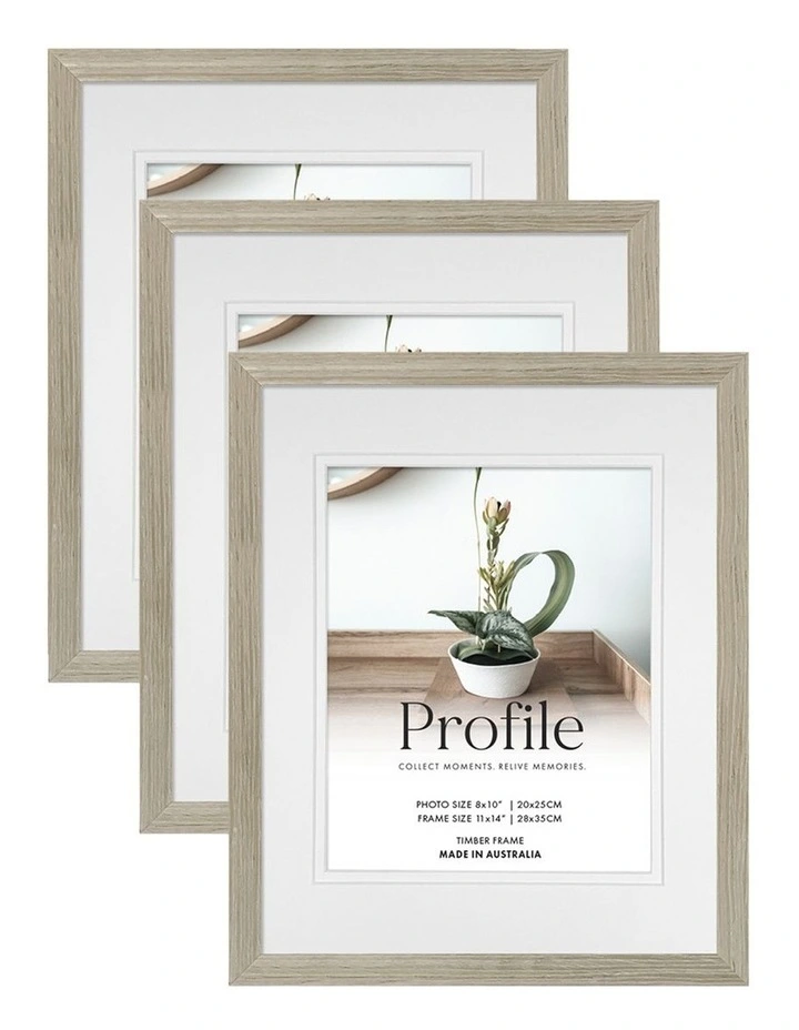 Timber Photo Frame 3 Pack in Stone image 1