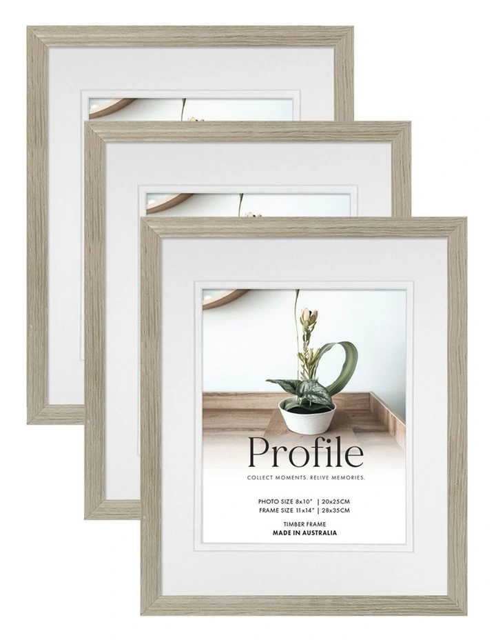 Timber Photo Frame 3 Pack in Stone image 1