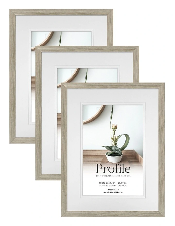 Australian Made Timber Photo Frame 3 Pack in Stone Ash image 1