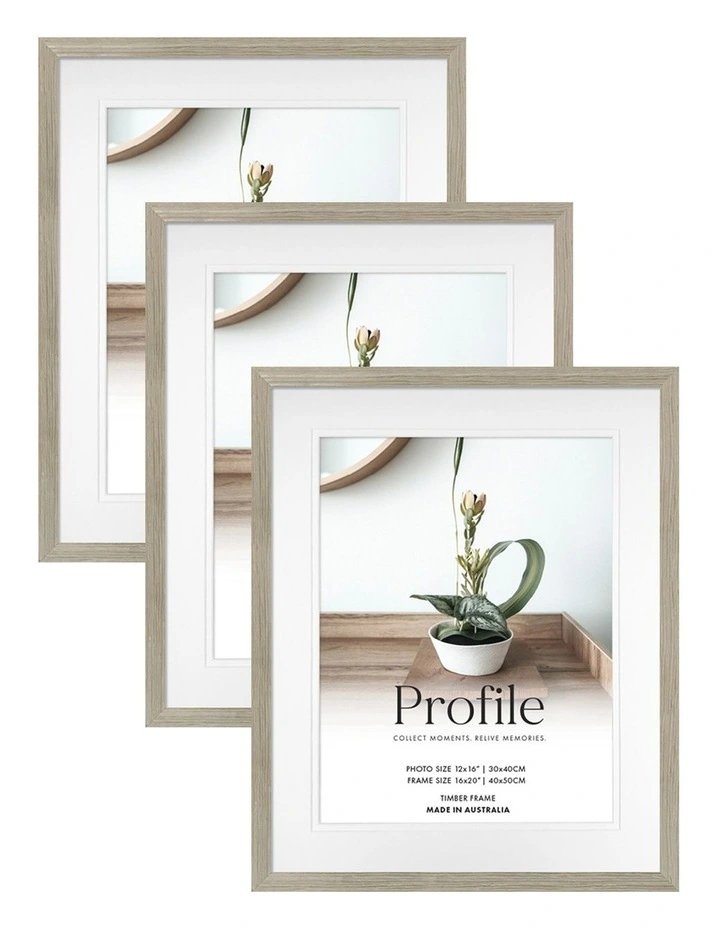 Australian Made Timber Photo Frame 3 Pack in Stone image 1