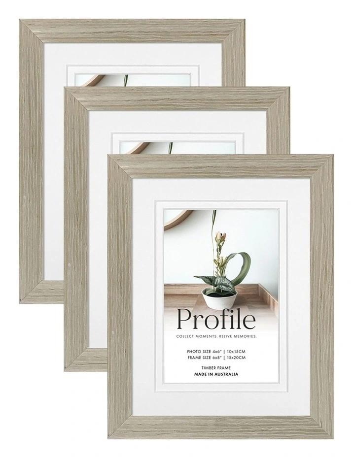 Australian Made Timber Photo Frame 3 Pack in Stone image 1