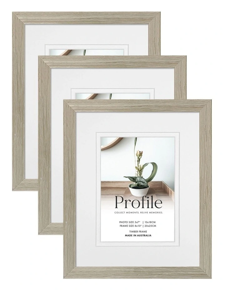 Australian Made Timber Photo Frame 3 Pack in Stone image 1