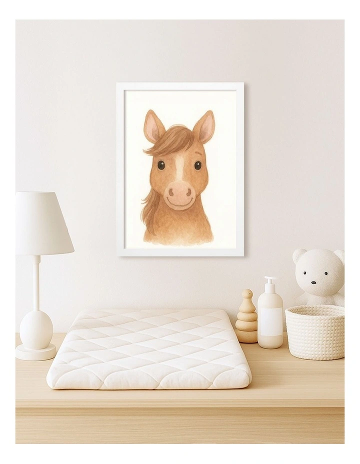 Australian Made Animal Friends Horse Kids Art Print White Frame image 2