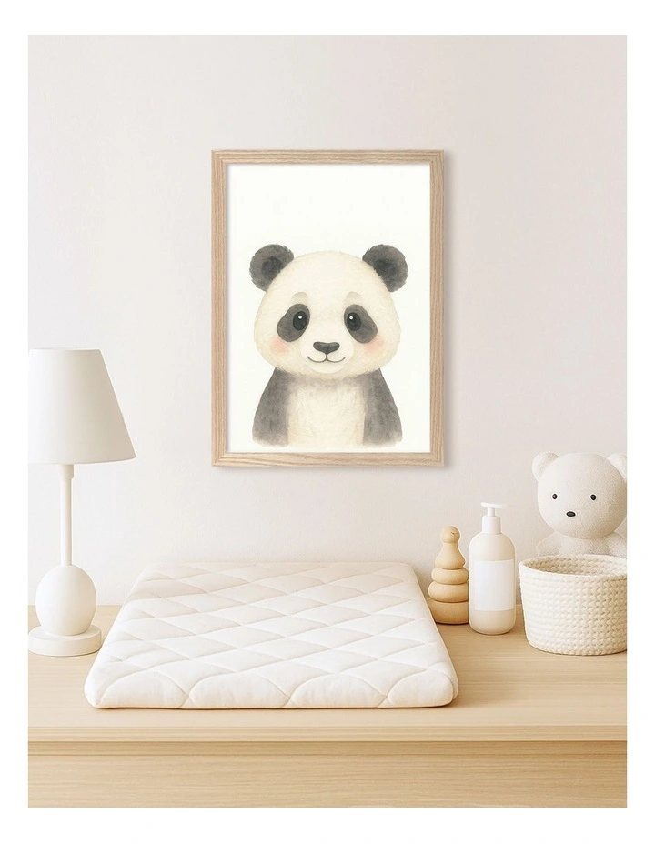 Australian Made Animal Friends Panda Kids Art Print Natural Frame image 2