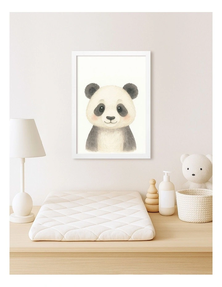 Australian Made Animal Friends Panda Kids Art Print White Frame image 2