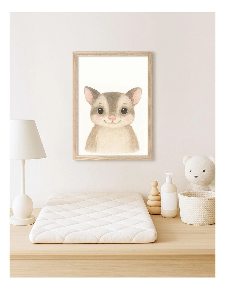 Australian Made Animal Friends Sugar Glider Kids Art Print Natural Frame image 2