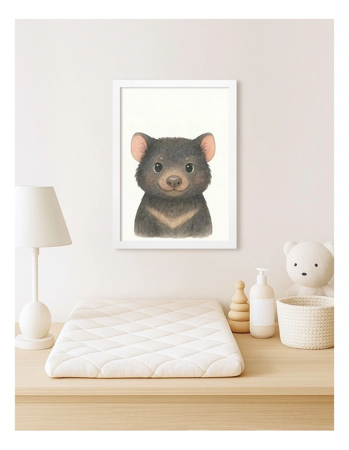 Australian Made Animal Friends Tasmanian Devil Kids Art Print White Frame image 2