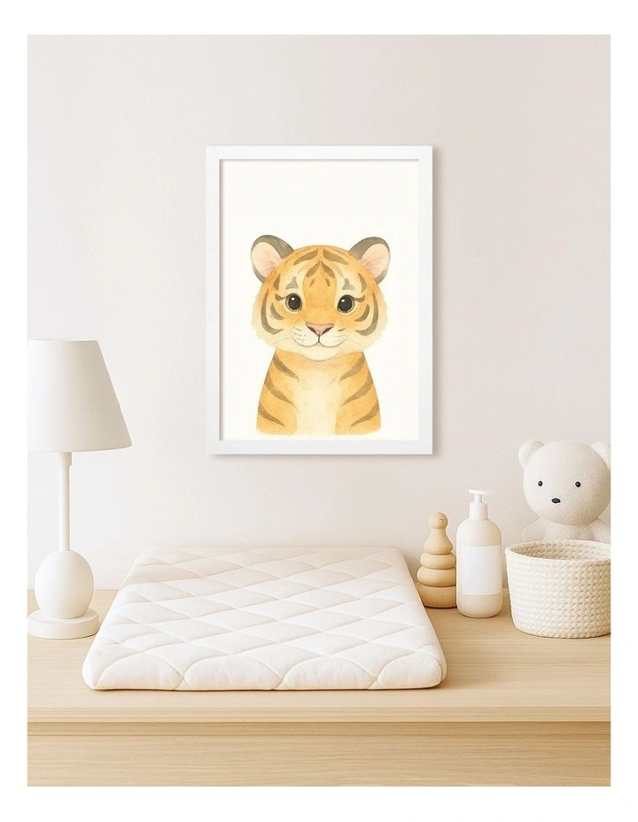 Australian Made Animal Friends Tiger Kids Art Print White Frame image 2