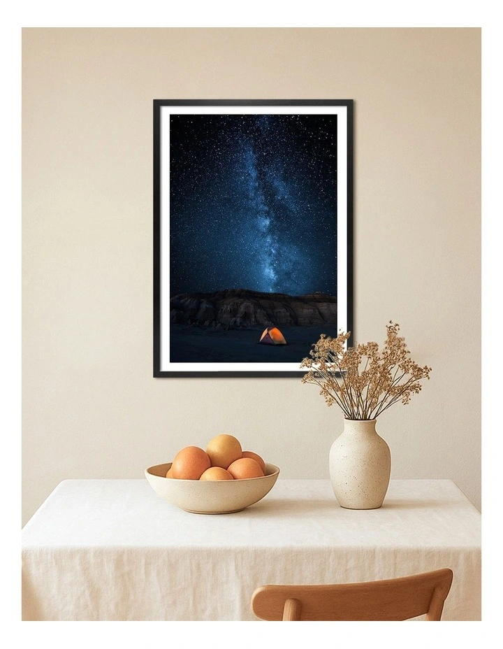 Australian Made Camping Under Milky Way Art Print Black Frame image 2
