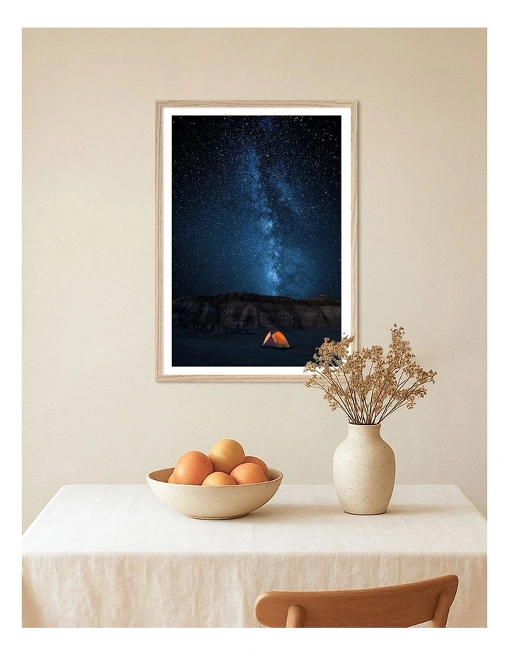 Australian Made Camping Under Milky Way Art Print Natural Frame image 2