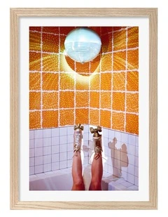 Australian Made Disco Skate Night Art Print Natural Frame