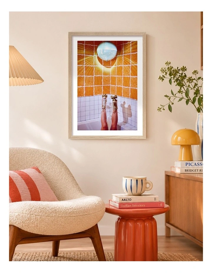 Australian Made Disco Skate Night Art Print Natural Frame image 2