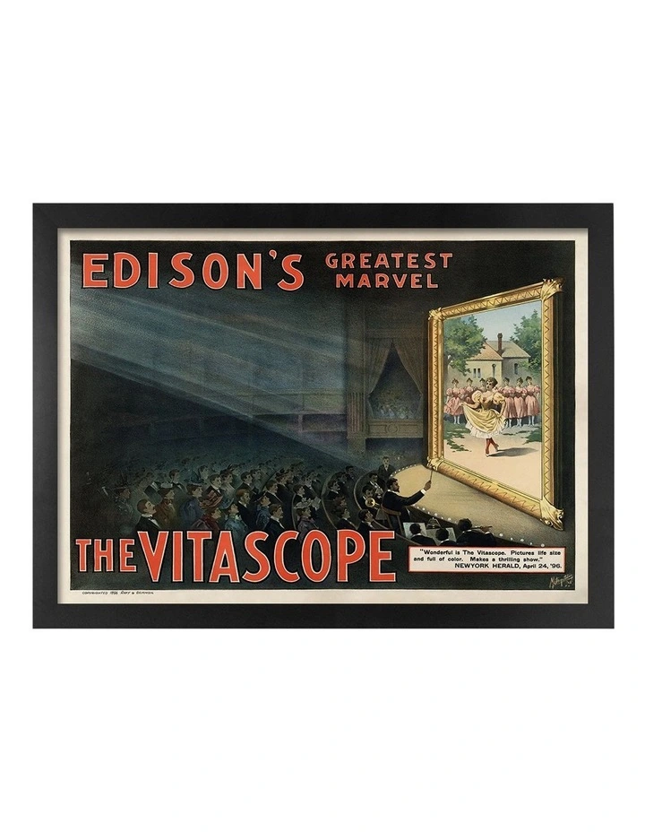 Australian Made Edisons Greatest Marvel Vintage Art Poster Black Frame image 1