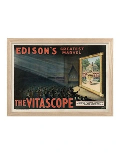 Australian Made Edisons Greatest Marvel Vintage Art Poster Natural Frame