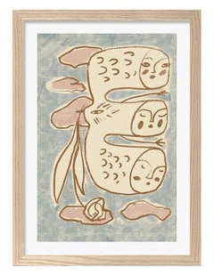 Australian Made Ethereal Dream Figures Art Print Natural Frame