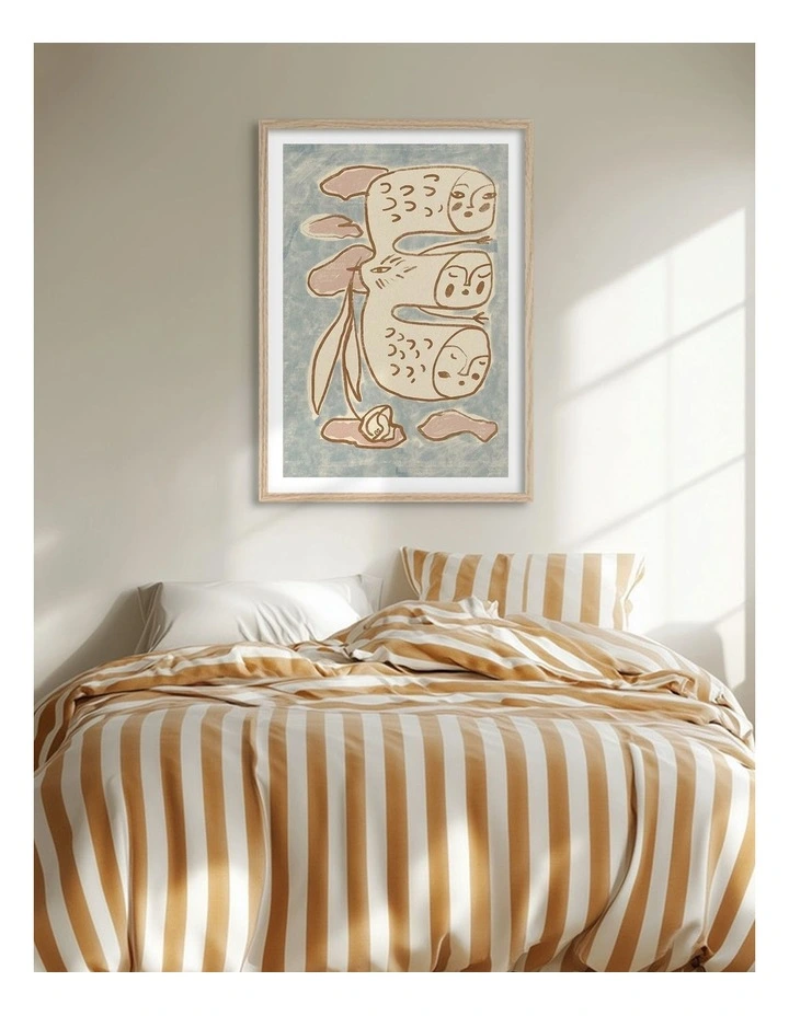 Australian Made Ethereal Dream Figures Art Print Natural Frame image 2