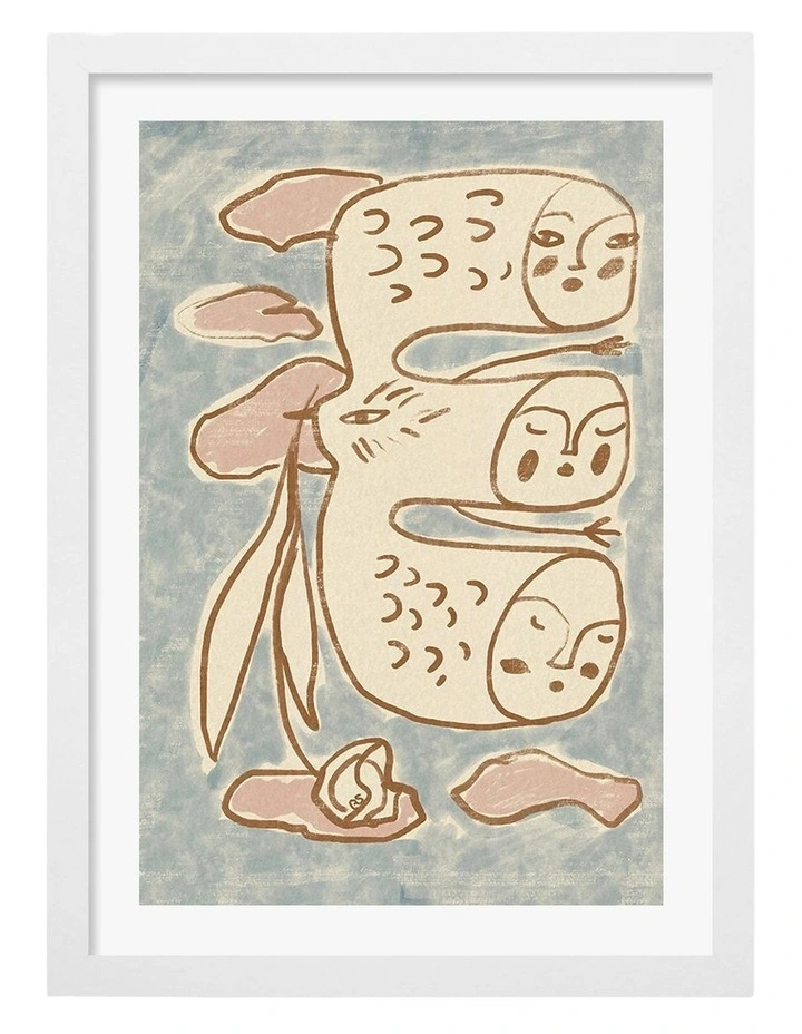 Australian Made Ethereal Dream Figures Art Print White Frame image 1