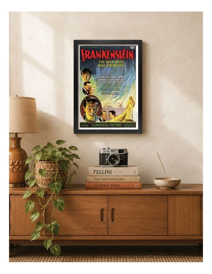 Australian Made Frankenstein Vintage Art Poster Black Frame image 2