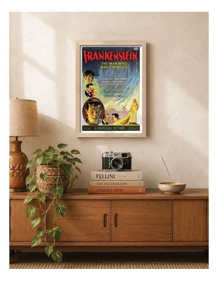Australian Made Frankenstein Vintage Art Poster Natural Frame image 2