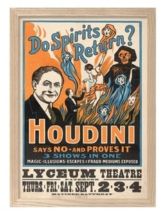 Australian Made Houdini-Do Spirits Return Vintage Art Poster Natural Frame