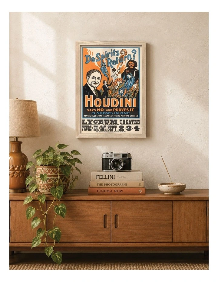 Australian Made Houdini-Do Spirits Return Vintage Art Poster Natural Frame image 2