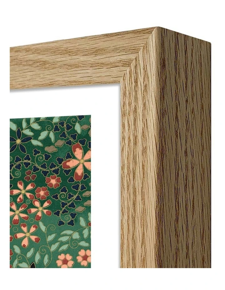 Australian Made Japanese Floral Print Pattern Art Print Natural Frame image 3