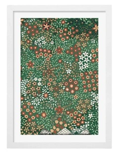 Australian Made Japanese Floral Print Pattern Art Print White Frame