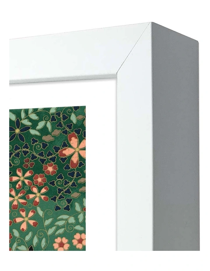Australian Made Japanese Floral Print Pattern Art Print White Frame image 3
