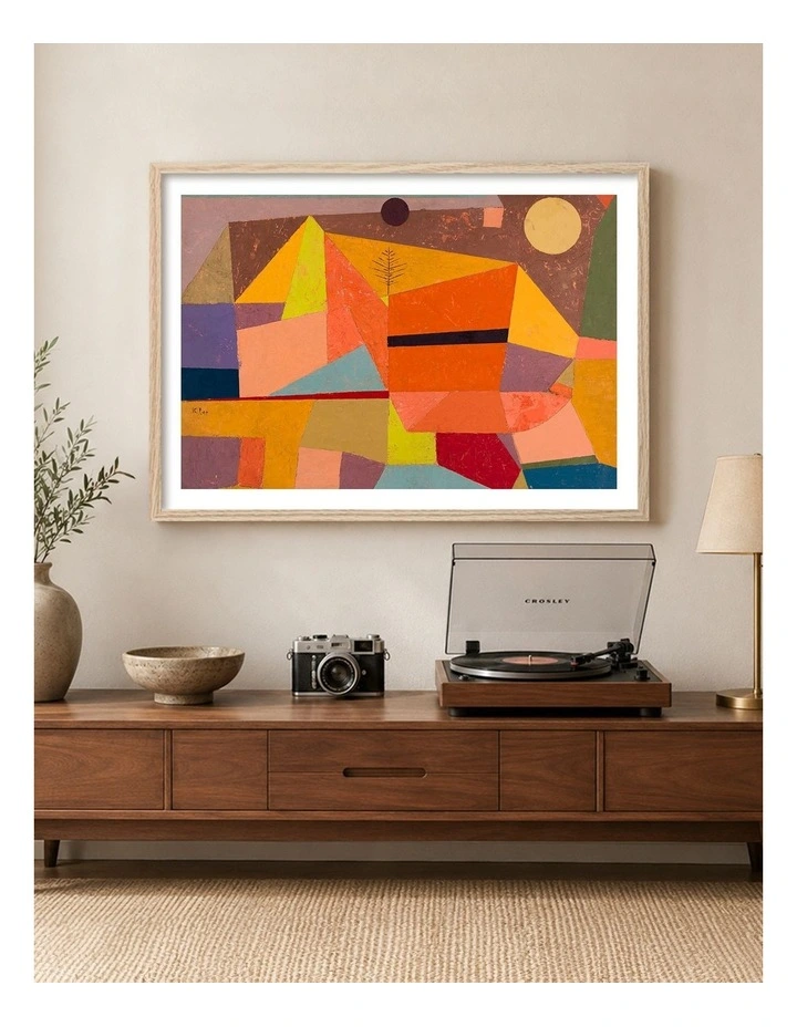 Australian Made Joyful Mountain Landscape Art Print Natural Frame image 2