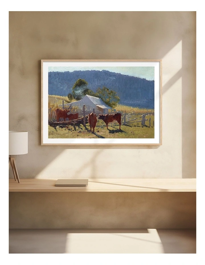 Australian Made Milking Time - Araluen Valley Art Print Natural Frame image 2