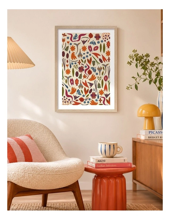 Australian Made Ornaments Pattern Art Print Natural Frame image 2