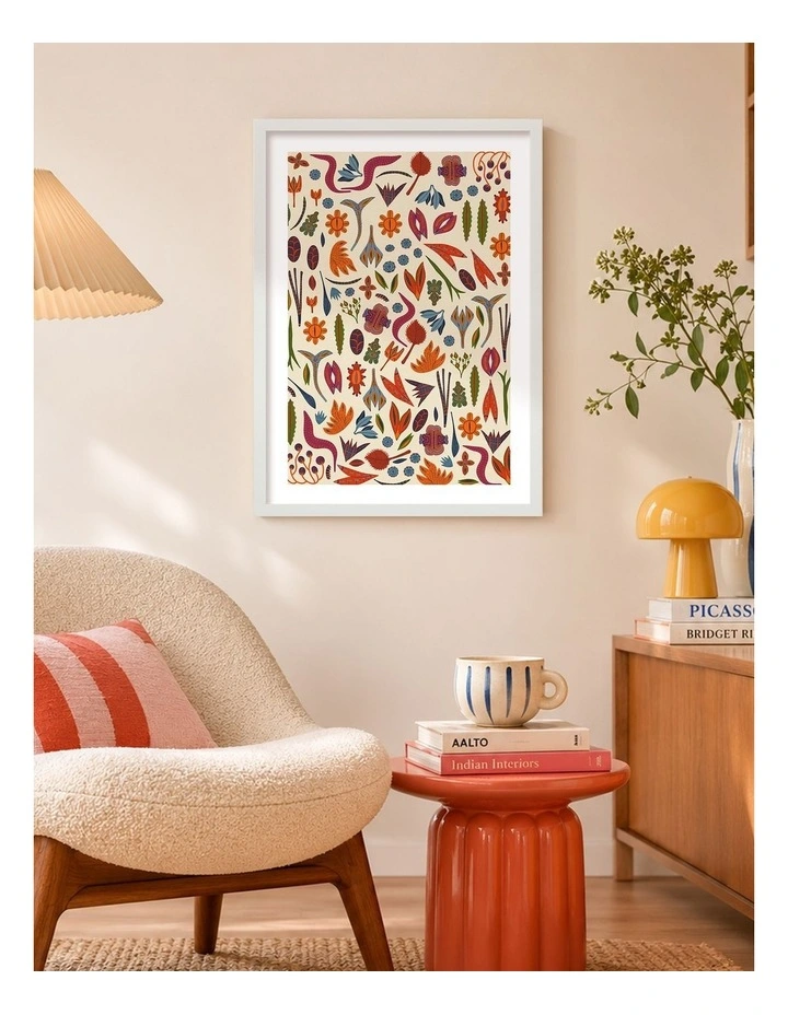 Australian Made Ornaments Pattern Art Print White Frame image 2