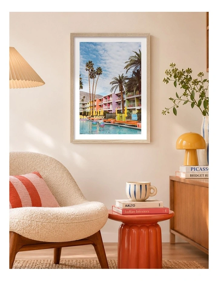 Australian Made Palm Springs Pool 7 Art Print Natural Frame image 2