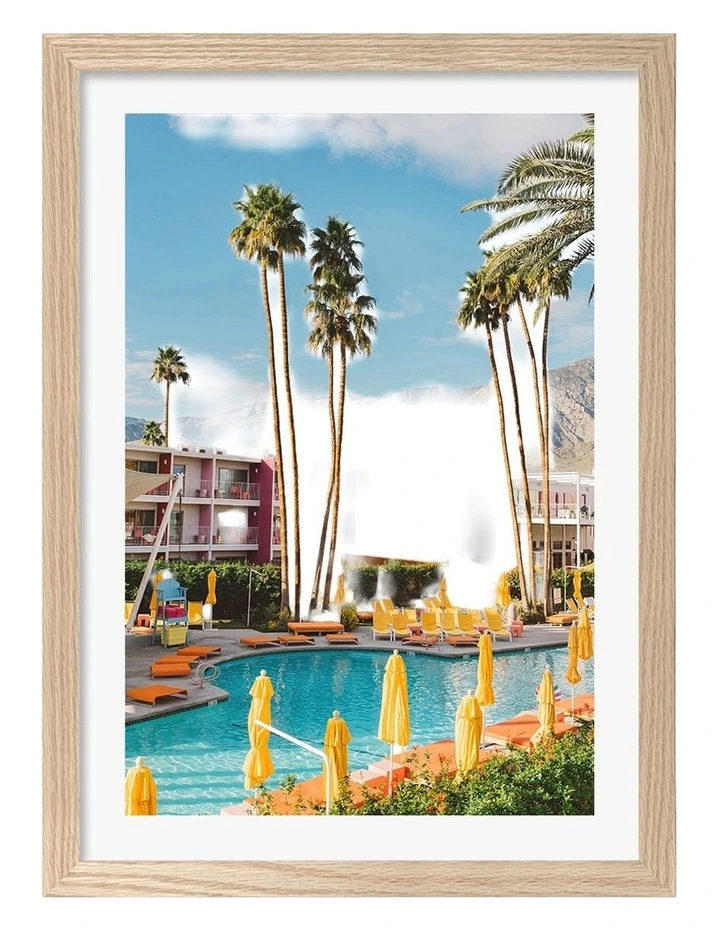 Australian Made Palm Springs Saguaro Art Print Natural Frame image 1