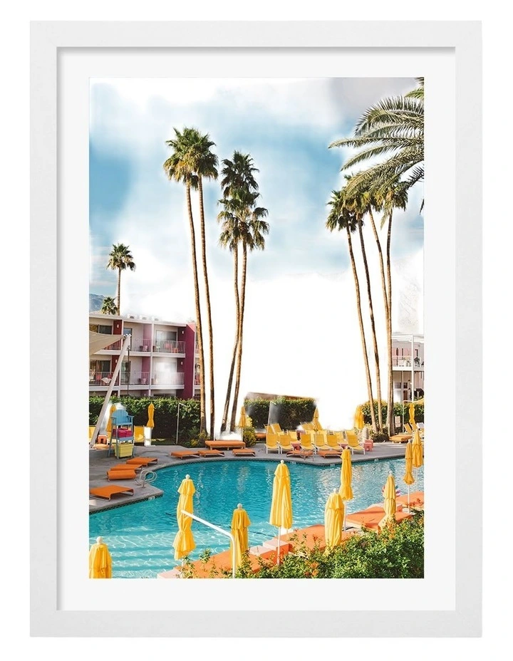Australian Made Palm Springs Saguaro Art Print White Frame image 1