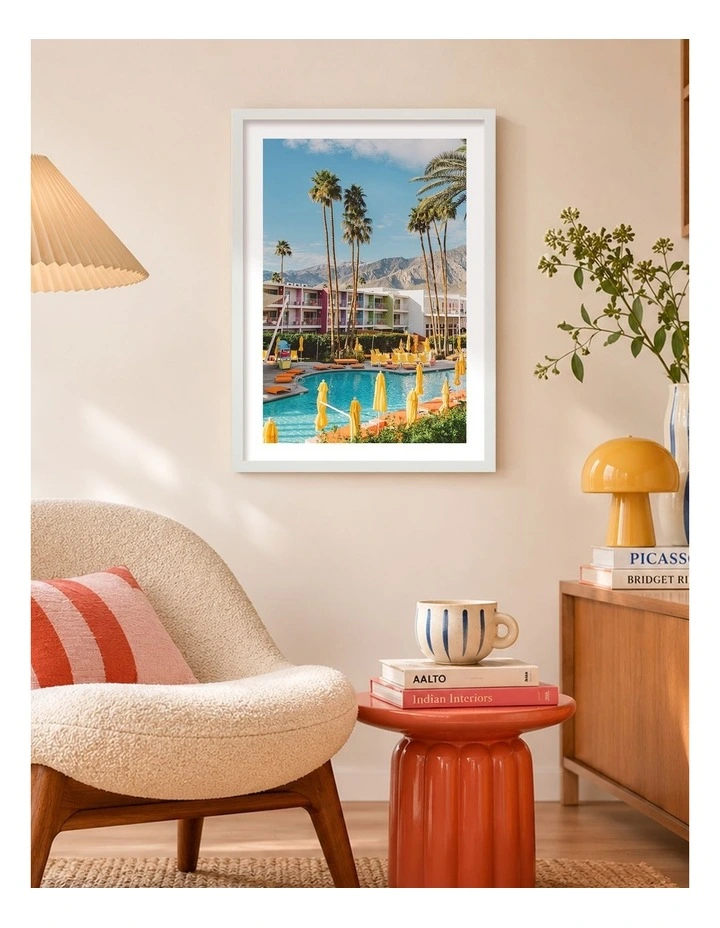 Australian Made Palm Springs Saguaro Art Print White Frame image 2