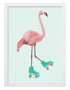 Australian Made Roller Flamingo Fun Art Print White Frame
