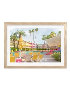 Australian Made Saguaro Poolside Art Print Natural Frame