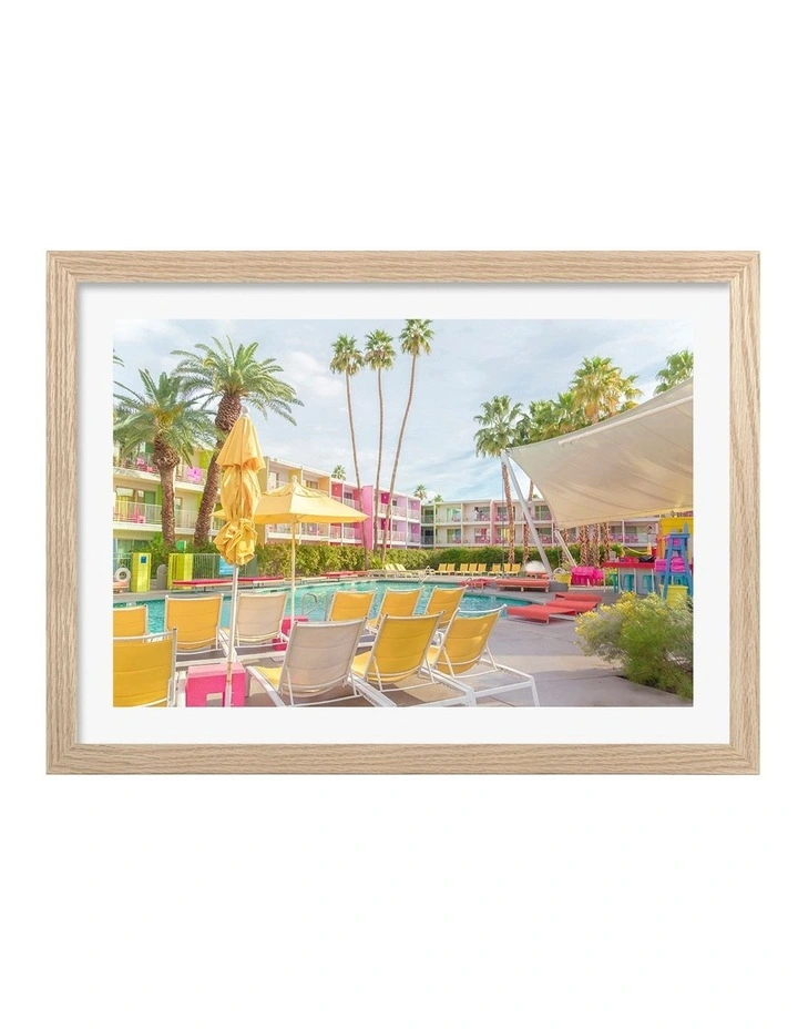 Australian Made Saguaro Poolside Art Print Natural Frame image 1